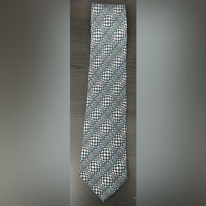 Jhane Barnes Geometric Blue and White Silk Tie